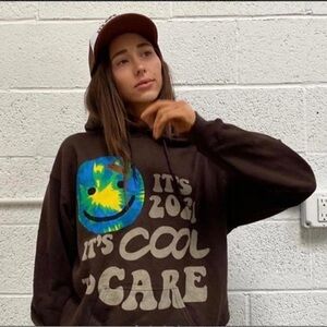 LONELY GHOST Brown Hoodie